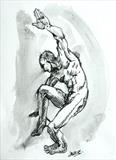 Icarus Dances (sketch i) by Lucianne Lassalle by Louise Dear, Drawing