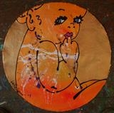 boo! by Louise Dear, Painting, mixed media on handmade paper