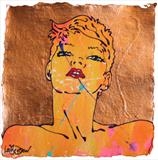 kate by Louise Dear, Painting, mixed media and copper leaf on handmade paper