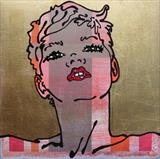kate two by Louise Dear, Painting, mixed media, real gold and crystals on aliminium