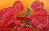 making magic by Louise Dear, Painting, mixed media glitters and glosses on aluminium