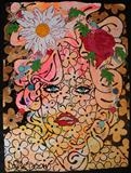 sweet dreams by Louise Dear, Painting, mixed media glitters and glosses on handmade paper 55cm x 55cm