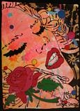 sweet intoxication by Louise Dear, Painting, mixed media glitters and glosses on handmade paper