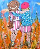 the BFF's by Louise Dear, Painting, mixed media gloss paint on aluminium