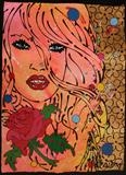 what now my love by Louise Dear, Painting, mixed media glitters and glosses on handmade paper