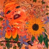 you are my sunshine, my only sunshine by Louise Dear, Painting, glitters and gloss paint on aluminium