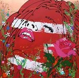 yumyum too (a single rose) by Louise Dear, Painting, mixed media on aluminium
