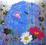 yumyum too (summer breeze) by Louise Dear, Painting, glitters and gloss paint on aluminium